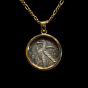 Silver Tyre Shekel Coin in an 18K Gold Pendent
