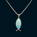 Sterling Silver Roman Glass Fish Pendant - 2,000-Year-Old History