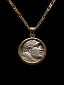 Silver Tyre Shekel Coin in an 18K Gold Pendent