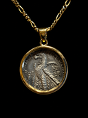Silver Tyre Shekel Coin in an 18K Gold Pendent